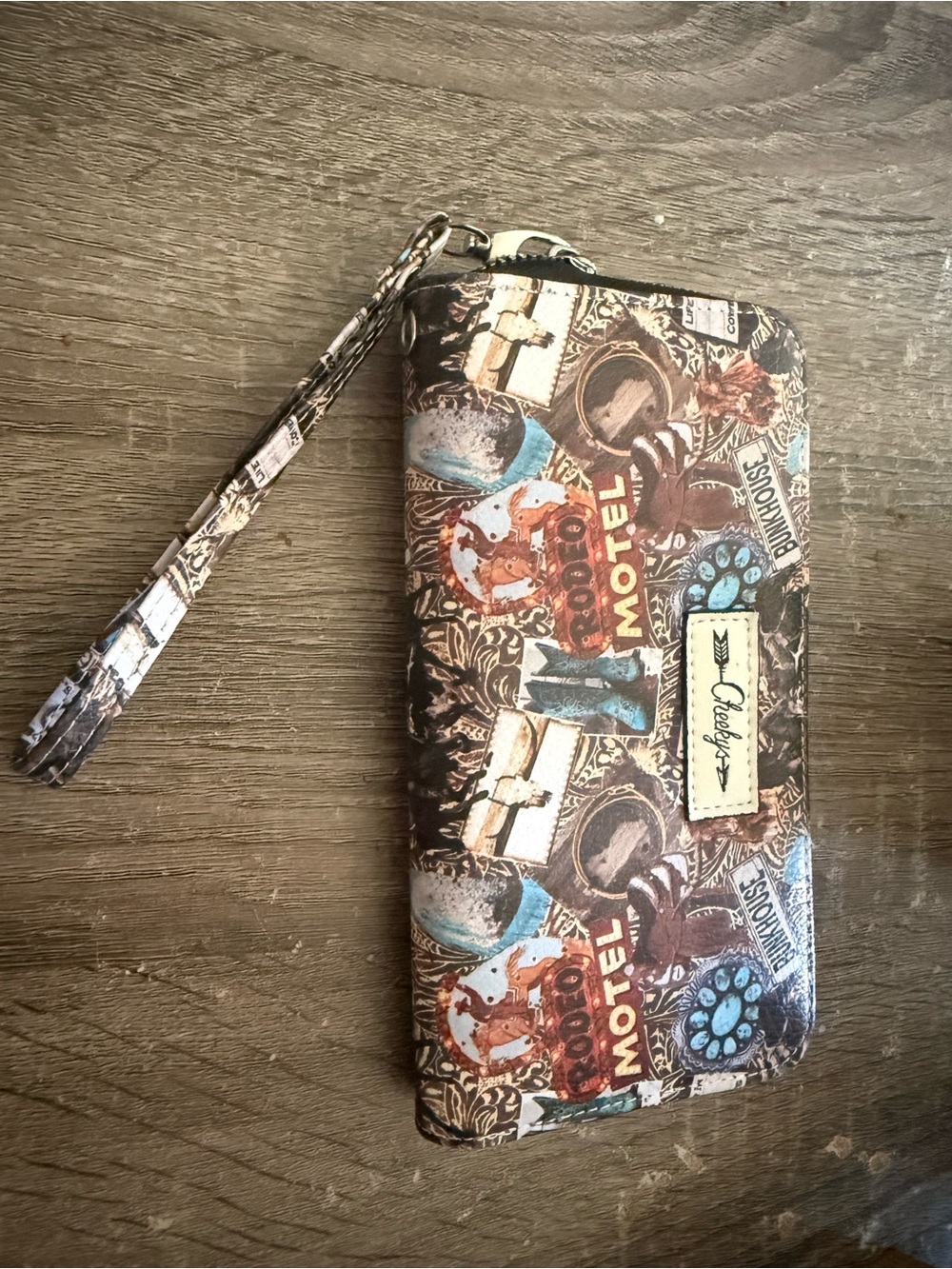 Patterned Wristlet Phone Case - Brown Multi